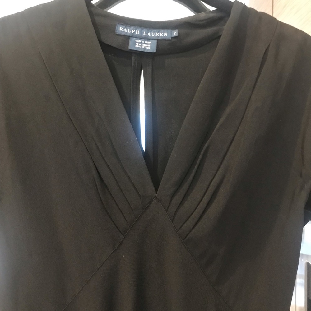 Ralph Lauren black pleated neck dress